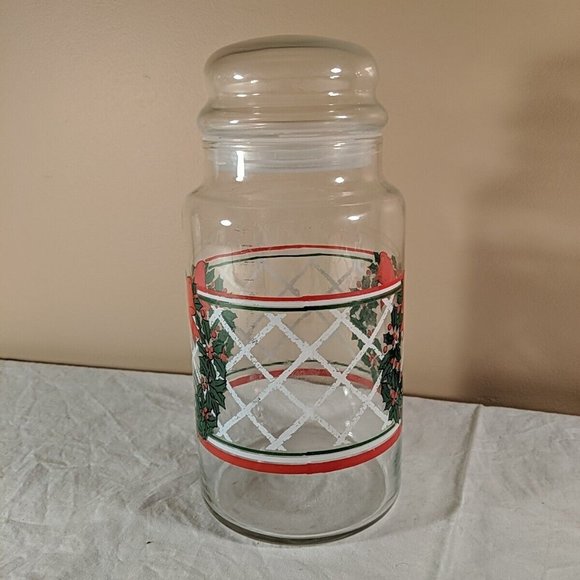 Vintage LSTC 1988 Christmas Wreath Jar, lidded, airtight, cookie container - Picture 3 of 10